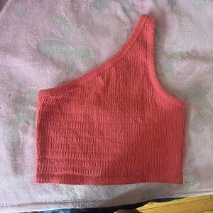 American Eagle Outfitters One-Shoulder Red Crop Top